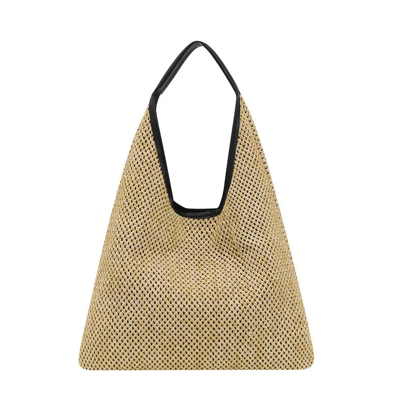 Vintage Summer Women Durable Weave Straw Beach Bags Linen Woven Bucket Bag Grass Casual Tote Handbags Knitting Rattan Bags