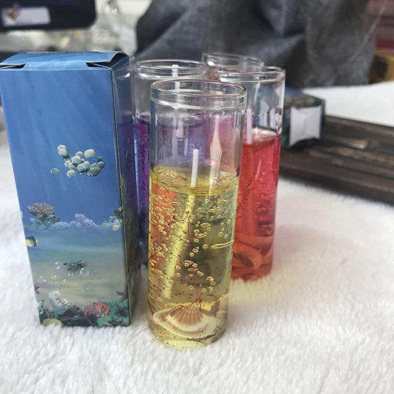 Ocean Jelly Aromatherapy Candles with Shell Seaweed, Romantic Scented Candle Cup for Home Indoor Yoga Party Wedding Dinner