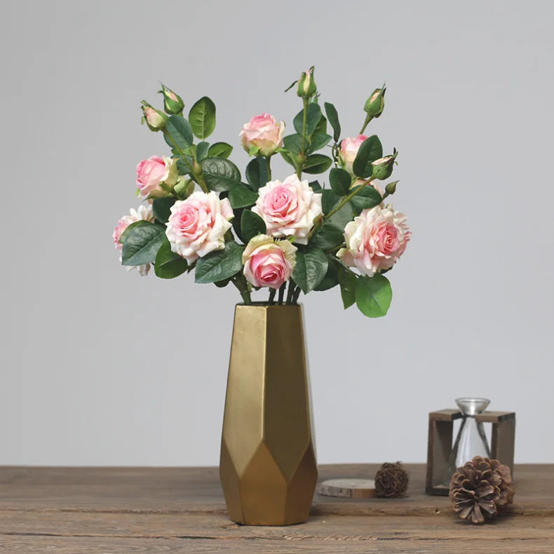 3 Heads High Quality Rose Fake Flowers Artificial Hand Feel Mosturizing Flowers Plants Home Living Room Office Party Decoration