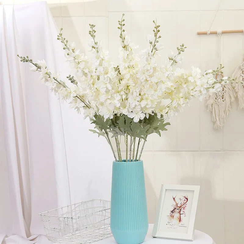 YeeNanee 6pcs Blue Delphinium Artificial Flowers Long Stem Larkspur for Wedding Centerpieces Floral Arrangements Home Vase Decor