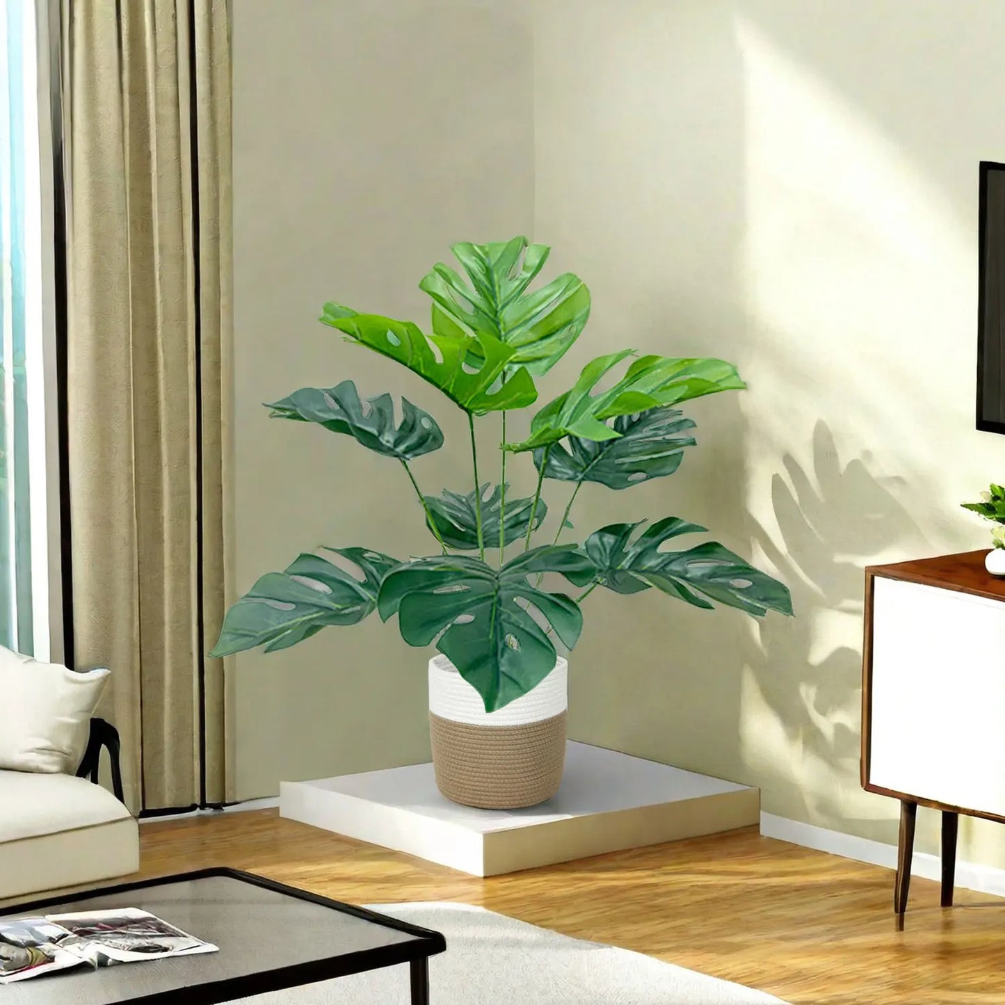 65/100cm Monstera Plant Plastic Leaf faux plant branch realistic leaves Ornamental indoor Artificial Plant for Home Office Decor