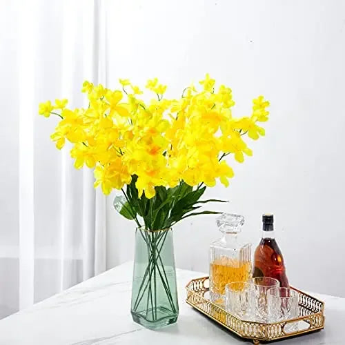 10pcs Artificial Orchids Flowers Blue Long Stems in Bulk for Wedding Home