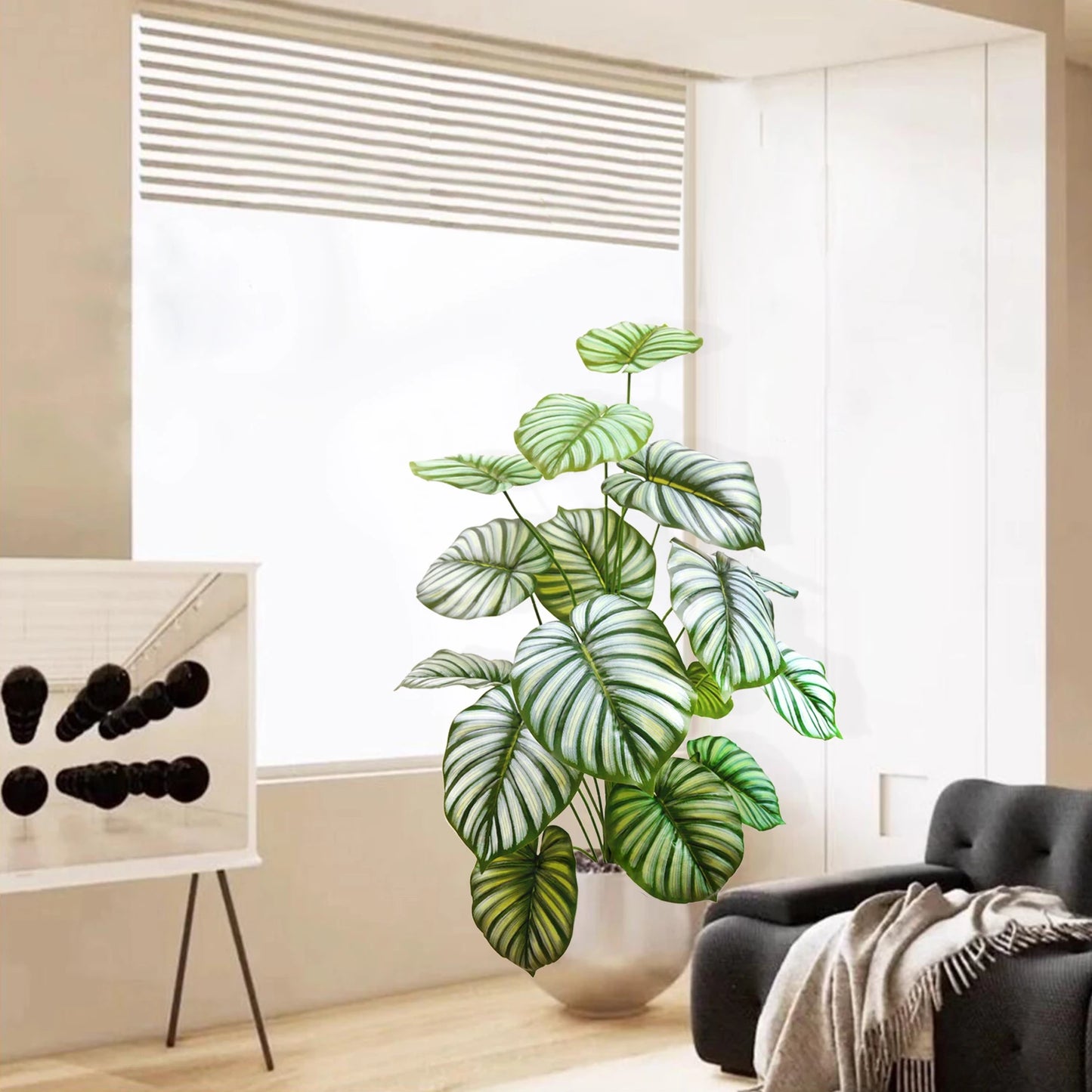 100 cm/39.4 inches Artificial Monstera deliciosa Pothos Alocasia Leaf Fake Plant Ornamental Festive Home Office Decoration