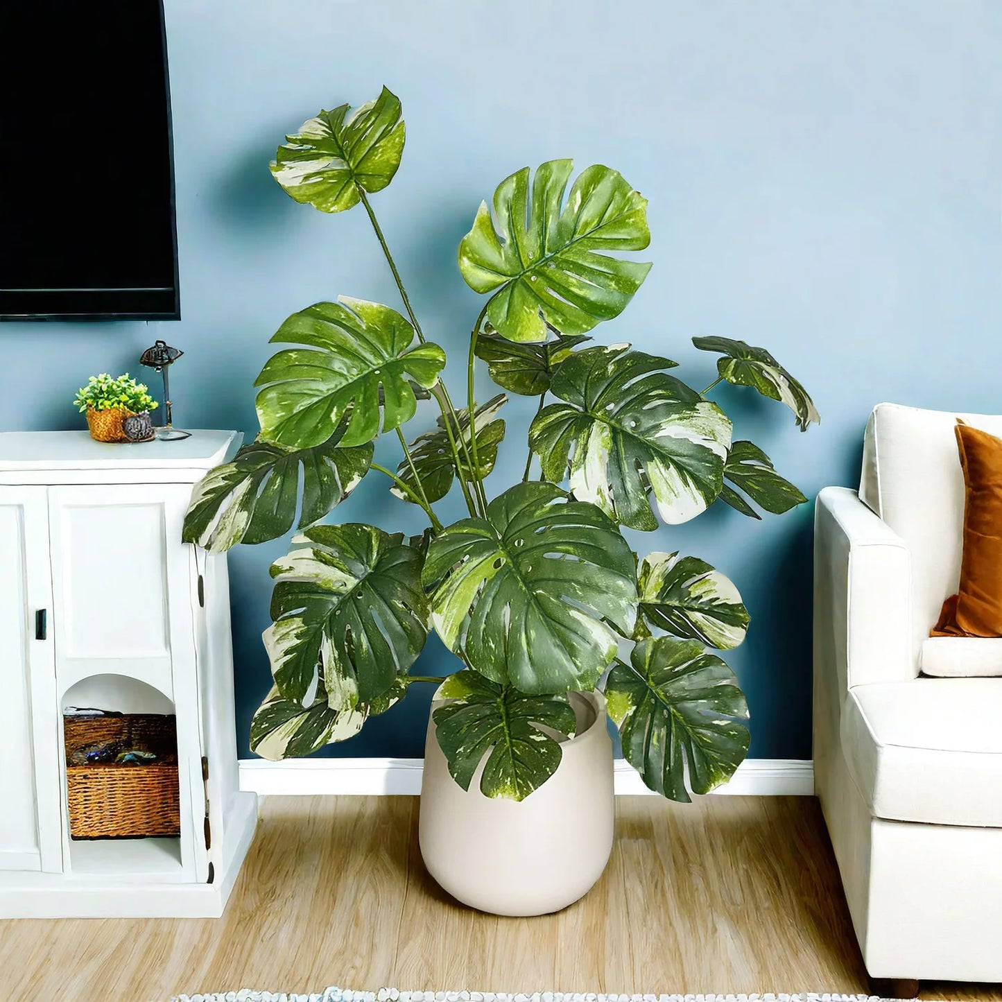 65/100cm Monstera Plant Plastic Leaf faux plant branch realistic leaves Ornamental indoor Artificial Plant for Home Office Decor
