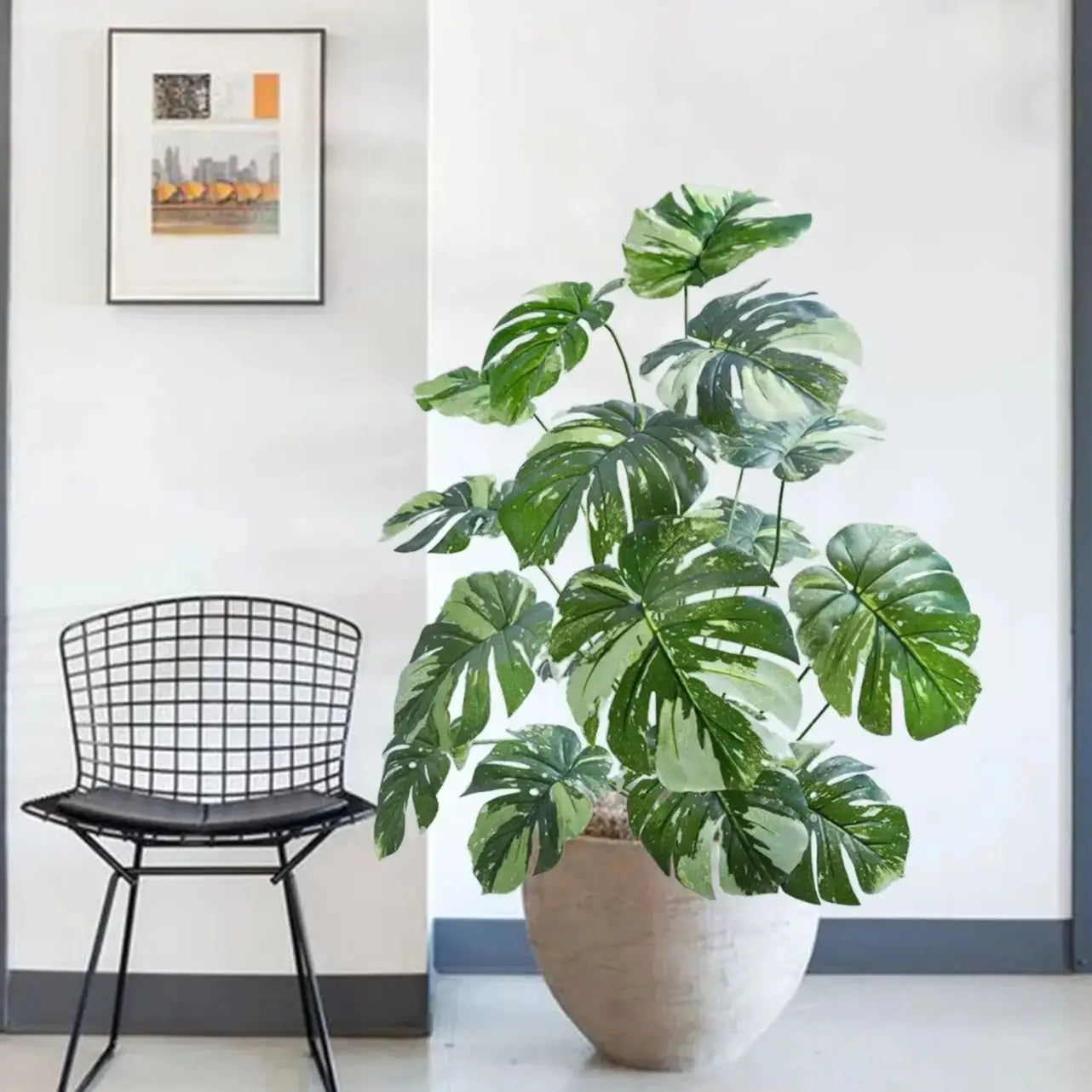 100 cm/39.4 inches Artificial Monstera deliciosa Pothos Alocasia Leaf Fake Plant Ornamental Festive Home Office Decoration