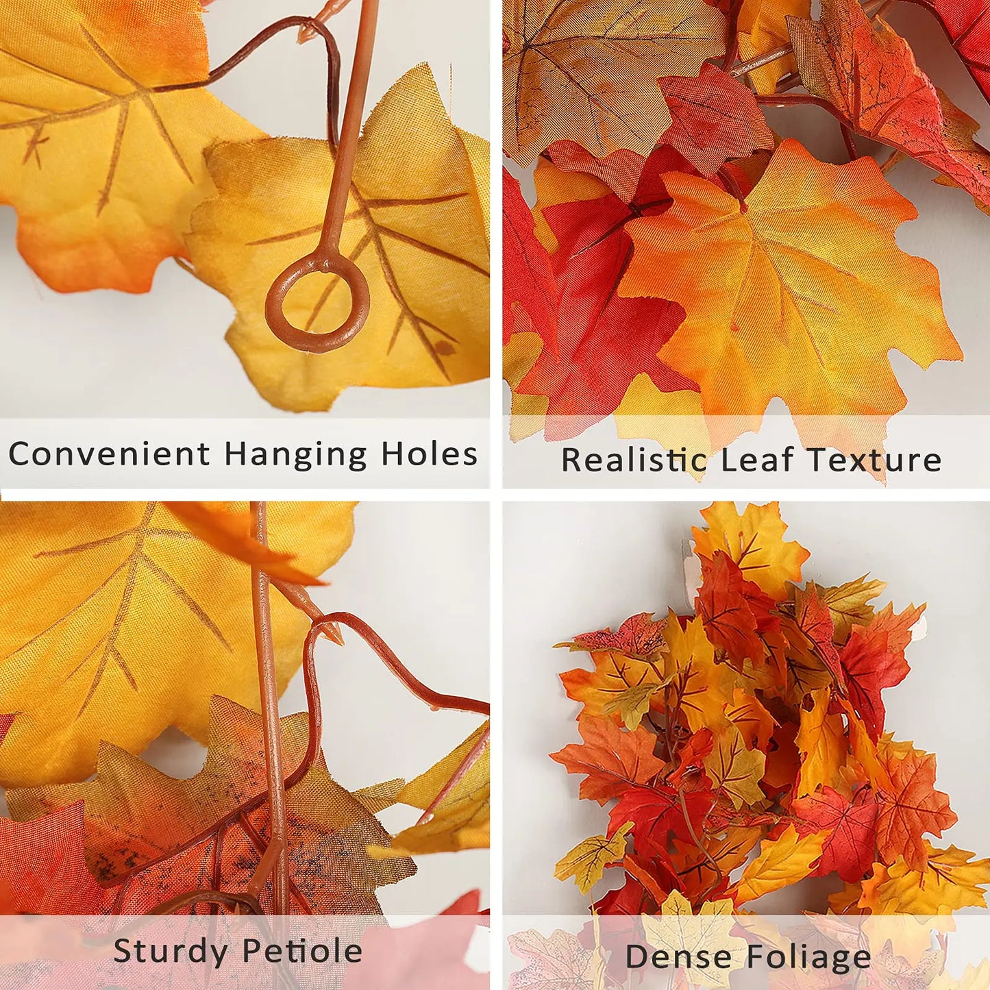 200cm Artificial Fall Maple Leaf Garland Autumn Leaves Fake Plant Garland for Festival Wedding Halloween Thanksgiving Room Decor