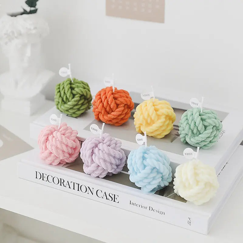 Handmade Cute Thread Ball Candle Scented Candle Aromatherapy Soy Wax Candle Birthday Candles Party Home Decoration Photo Props