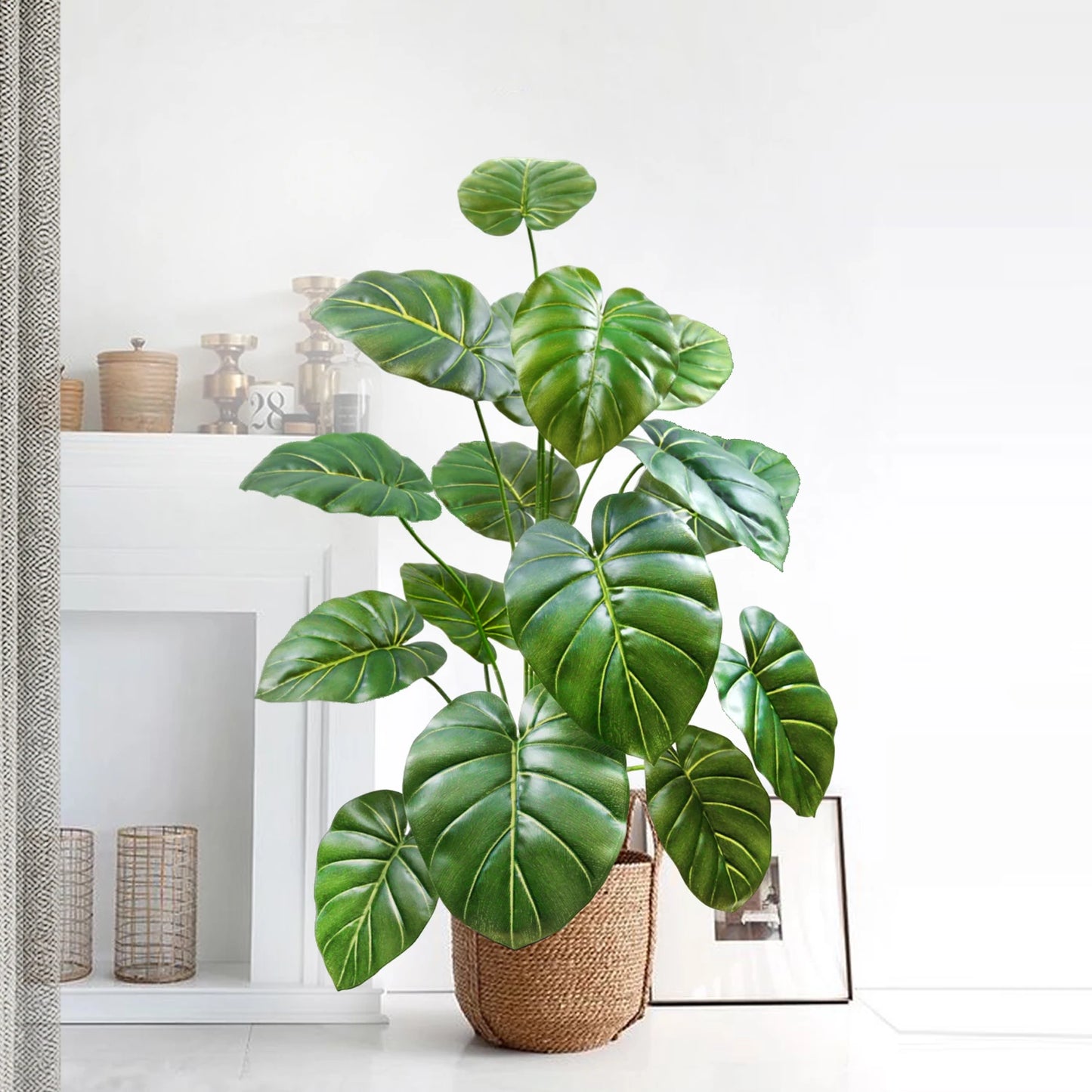 100 cm/39.4 inches Artificial Monstera deliciosa Pothos Alocasia Leaf Fake Plant Ornamental Festive Home Office Decoration