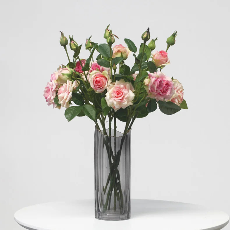3 Heads High Quality Rose Fake Flowers Artificial Hand Feel Mosturizing Flowers Plants Home Living Room Office Party Decoration