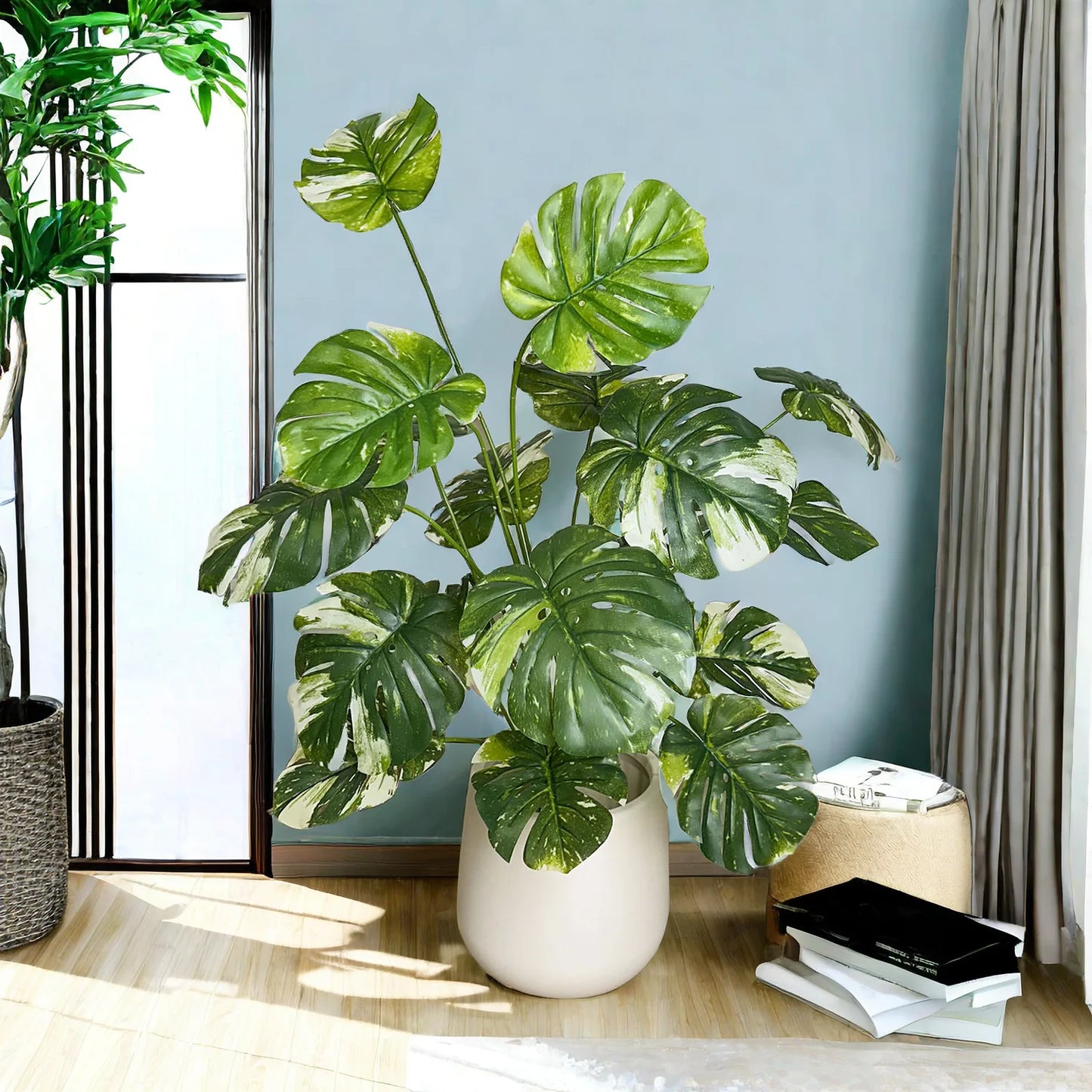 65/100cm Monstera Plant Plastic Leaf faux plant branch realistic leaves Ornamental indoor Artificial Plant for Home Office Decor