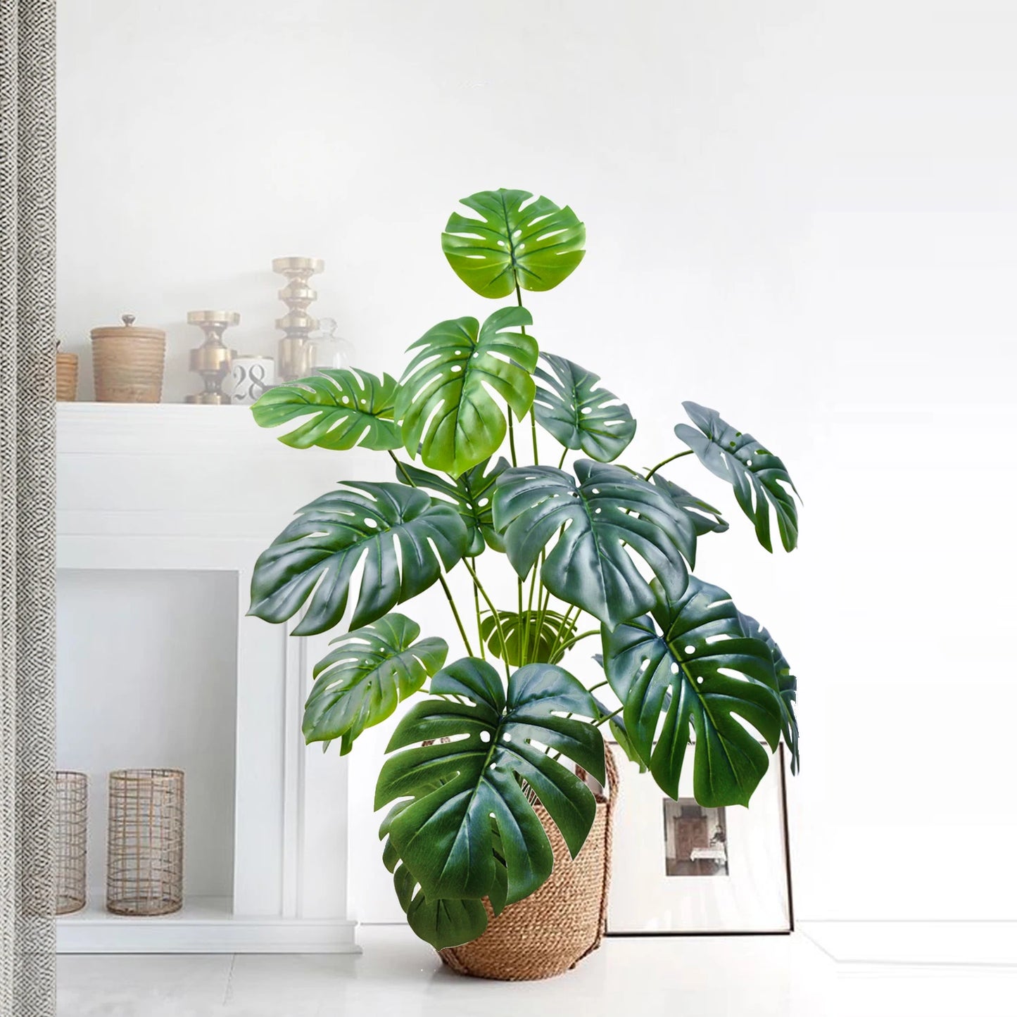 100 cm/39.4 inches Artificial Monstera deliciosa Pothos Alocasia Leaf Fake Plant Ornamental Festive Home Office Decoration