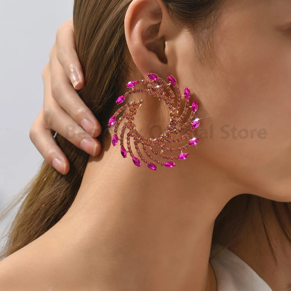 European American Trendy Exaggerated Piercing Stud Earrings For Women Girl Sun Shape Unique Design Exquisite Jewelry Accessories