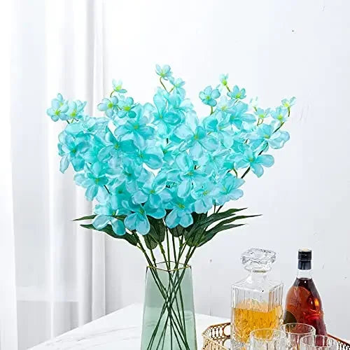 10pcs Artificial Orchids Flowers Blue Long Stems in Bulk for Wedding Home