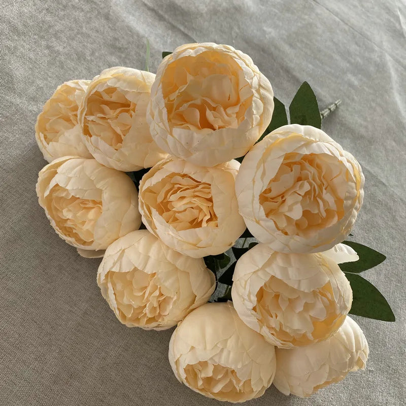 Simulation 10 Core-spun Peony Bouquets for Home Living Room Dining Table Wedding Decoration Fake Artificial Flowers High Quality