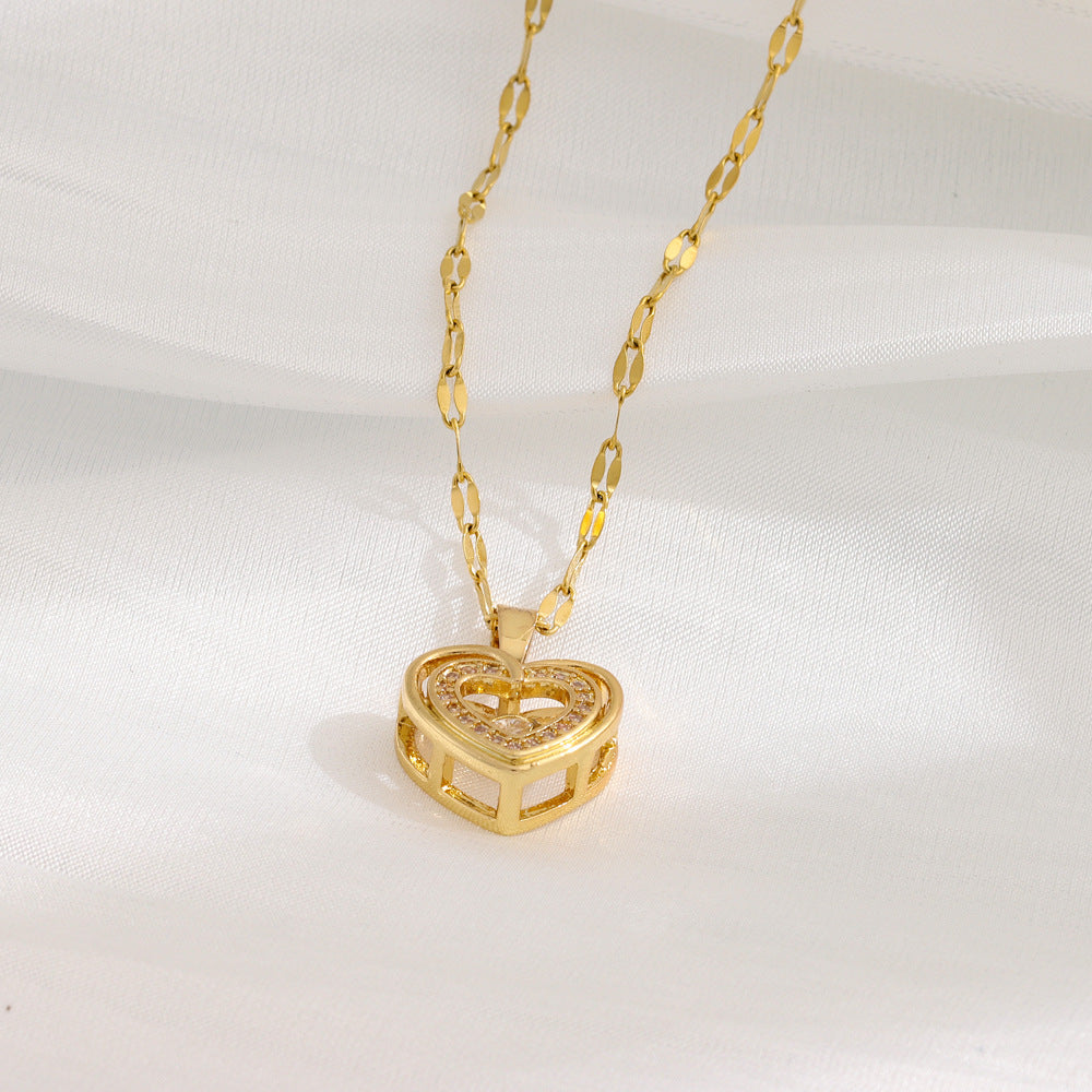 Unique design heart shaped Gift Double-layer Smart Love Pendant Titanium Steel Necklace Fashion Jewelry Woman