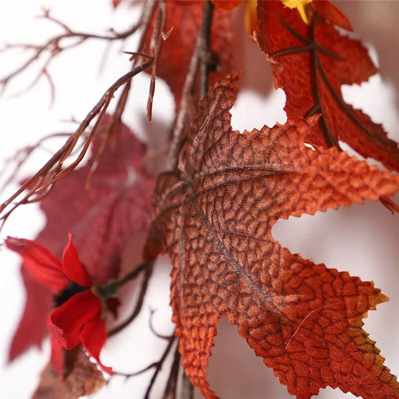 2.4M Artificial Vine Red Autumn Maple Leaf Fake Garland Plants Foliage String Christmas Garden For Wedding Party Home Decoration