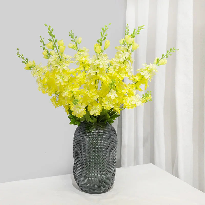 YeeNanee 6pcs Blue Delphinium Artificial Flowers Long Stem Larkspur for Wedding Centerpieces Floral Arrangements Home Vase Decor