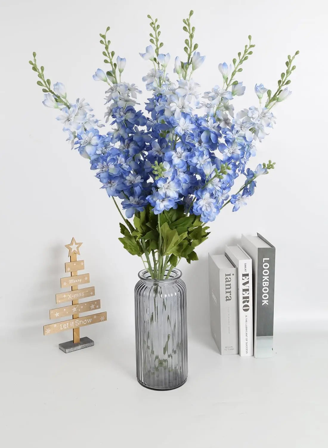 YeeNanee 6pcs Blue Delphinium Artificial Flowers Long Stem Larkspur for Wedding Centerpieces Floral Arrangements Home Vase Decor