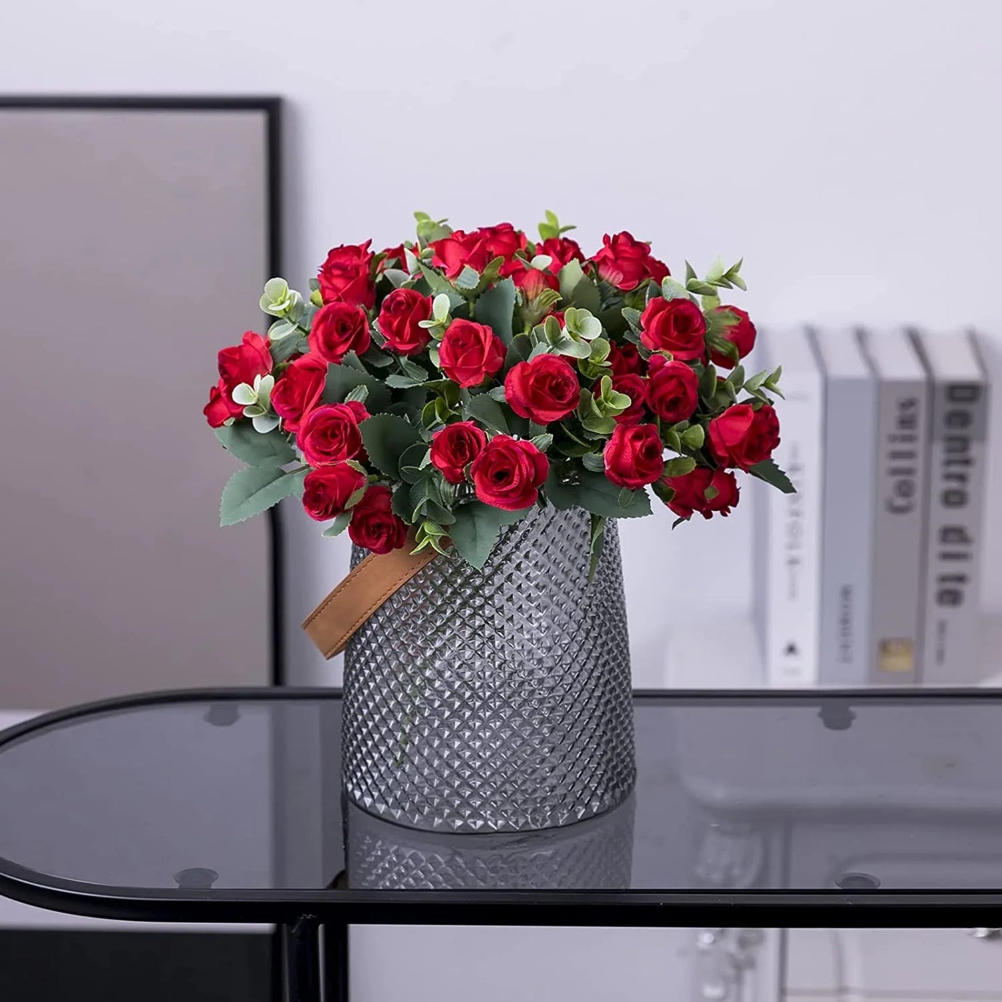 1pcs Artificial Flowers Bouquet Rose Eucalyptus Leaves Wedding Decoration Peony Fake Flower for Party Home Decor Outdoor