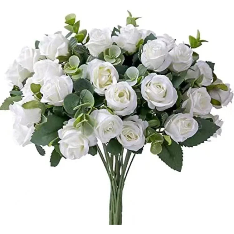 1pcs Artificial Flowers Bouquet Rose Eucalyptus Leaves Wedding Decoration Peony Fake Flower for Party Home Decor Outdoor