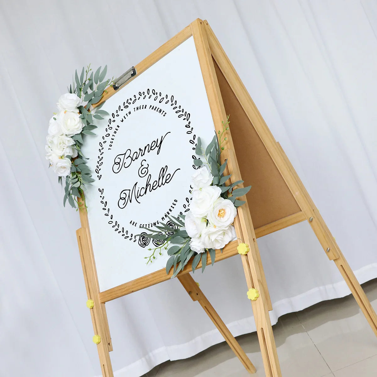 Yannew Artificial Wedding Arch Flowers Kit Boho Dusty Rose Blue Eucalyptus Garland Drapes for Wedding Decorations Welcome Sign