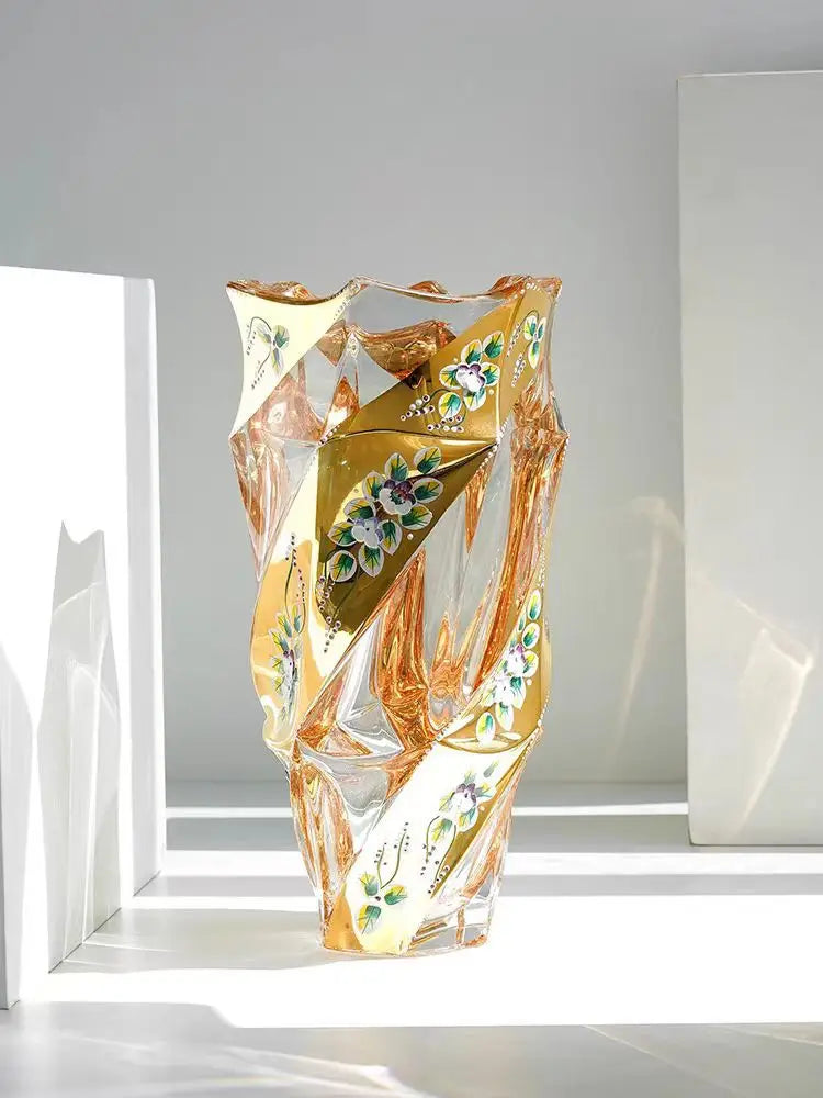 Thickened crystal glass vase decoration Upscale living room table decoration glass water raised flower arrangements fresh flower