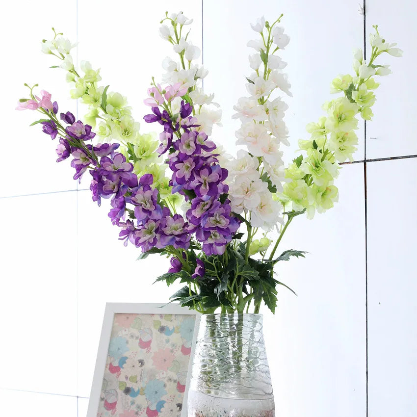 Yannew 3pcs 85cm Delphinium Artificial Flowers Long Stem Silk Hyacinth Wedding Flower Arrangements Decoration Home Room Decor