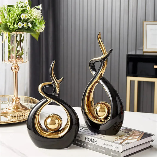 Nordic Home Decor Figurines for Interior Living Room Desk Ceramics Decoration Accessories Statue Sculpture Feng Shui Ornaments