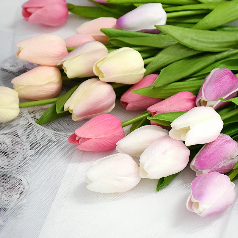 35 cm Tulip Flower Artificial Tulip Bouquet 10/5Pcs PE foam Fake Flower for wedding Ceremony Decor Home Garden Bouquet Decor