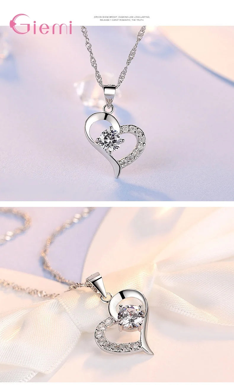 925 Sterling Silver New Arrival Multifarious Peach Heart Shape Fashion Wedding Engagement Gift Necklace Earrings Jewelry Sets