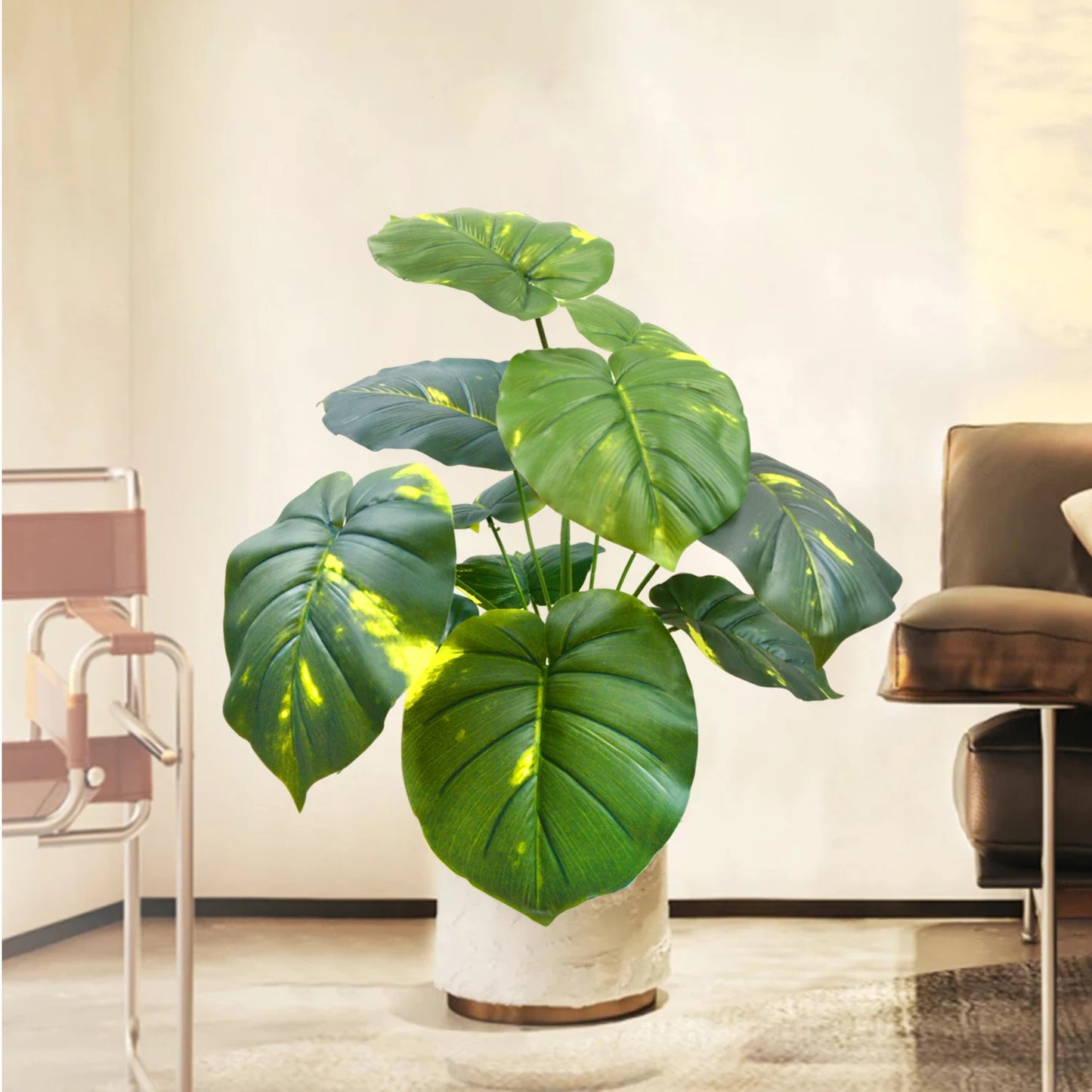 100 cm/39.4 inches Artificial Monstera deliciosa Pothos Alocasia Leaf Fake Plant Ornamental Festive Home Office Decoration