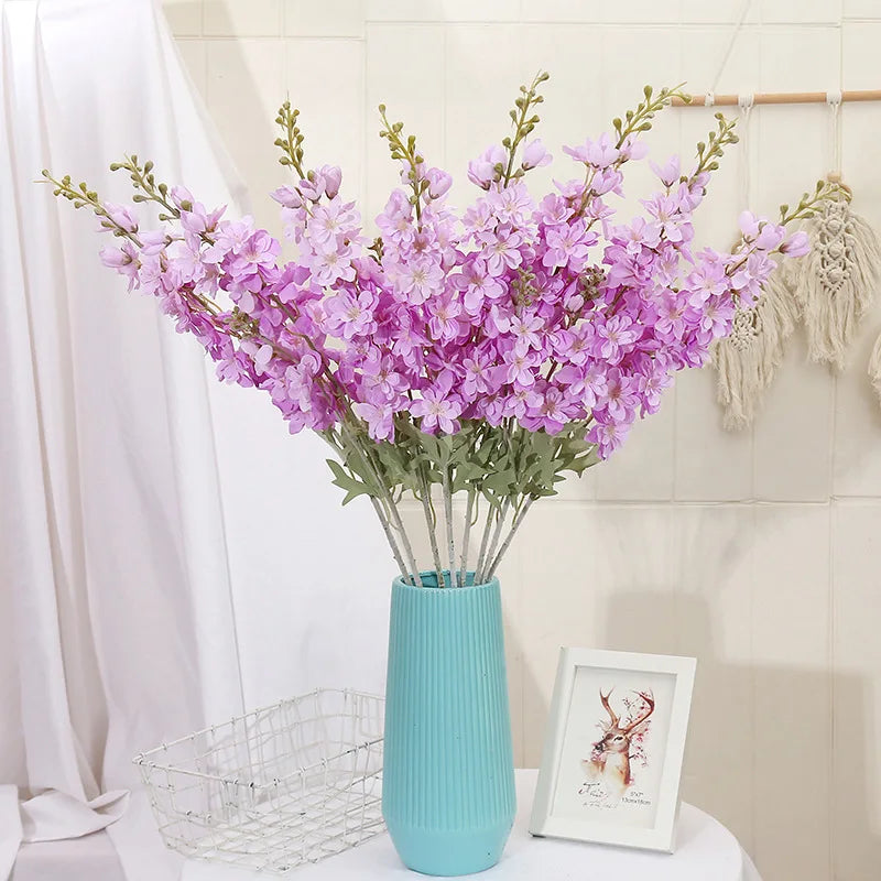 YeeNanee 6pcs Blue Delphinium Artificial Flowers Long Stem Larkspur for Wedding Centerpieces Floral Arrangements Home Vase Decor