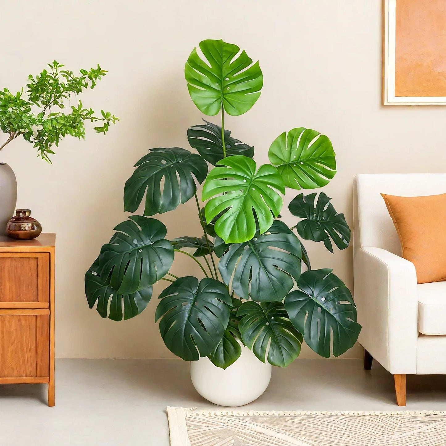 65/100cm Monstera Plant Plastic Leaf faux plant branch realistic leaves Ornamental indoor Artificial Plant for Home Office Decor