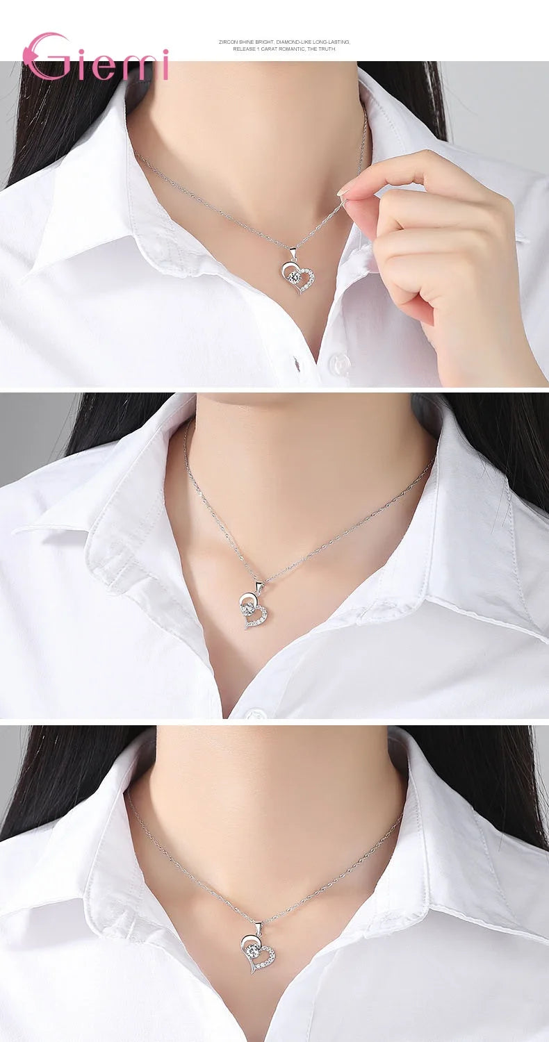 925 Sterling Silver New Arrival Multifarious Peach Heart Shape Fashion Wedding Engagement Gift Necklace Earrings Jewelry Sets