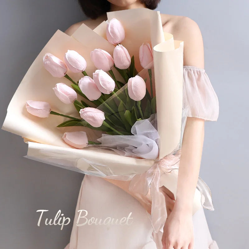 5PCS 35CM Artificial Tulip Flower Bouquet Home Garden Decoration Flowers for Wedding Ceremony Decor Mother's Day Gift Bouquet