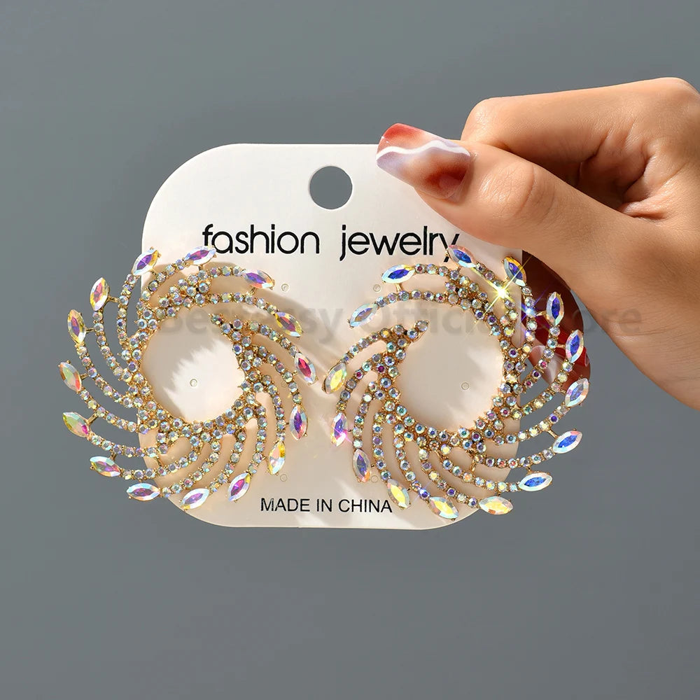 European American Trendy Exaggerated Piercing Stud Earrings For Women Girl Sun Shape Unique Design Exquisite Jewelry Accessories