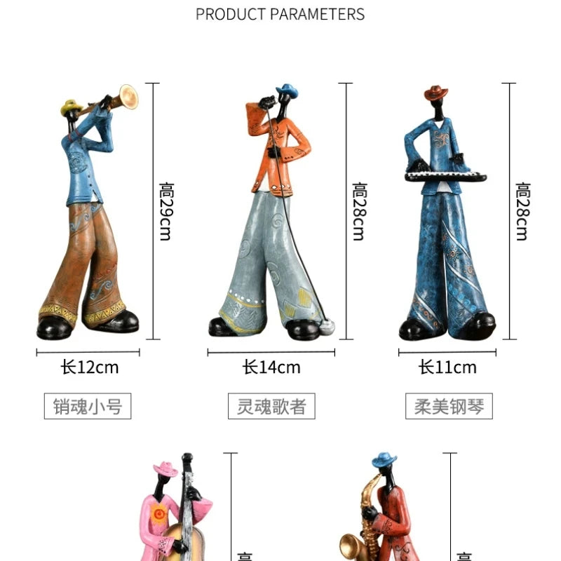 Creative American Band Decoration Musical Instrument Model Living Room Porch Study Nordic Arts And Crafts Statue Sculpture Home