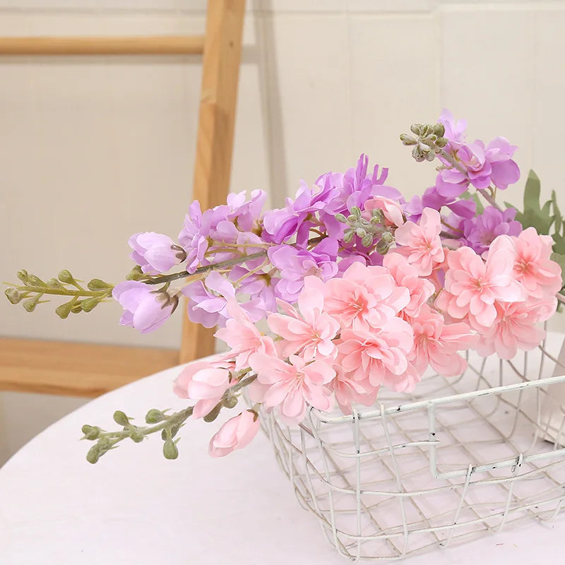 Yannew 3pcs 85cm Delphinium Artificial Flowers Long Stem Silk Hyacinth Wedding Flower Arrangements Decoration Home Room Decor