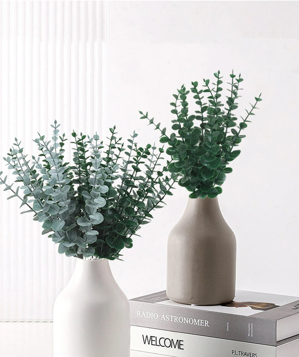 5pcs/Lot Artificial Gold Eucalyptus Branch Stem Artificial Plants for Home Wedding Flower Arrangement Greenery Decoration