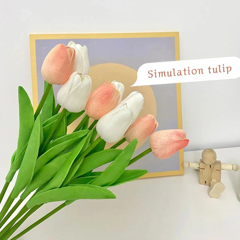 35 cm Tulip Flower Artificial Tulip Bouquet 10/5Pcs PE foam Fake Flower for wedding Ceremony Decor Home Garden Bouquet Decor
