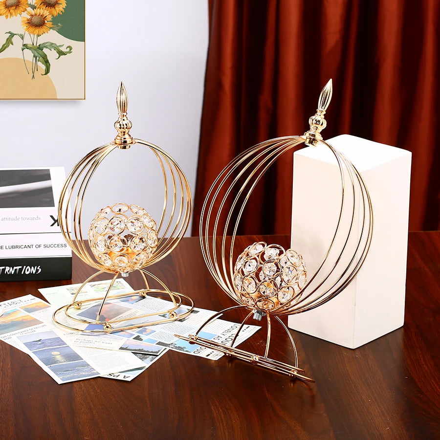 1pc Golden Crystal Candle Holder Flower Vase Candlesticks for Dining Coffee Table Wedding Events Parties Home Decor