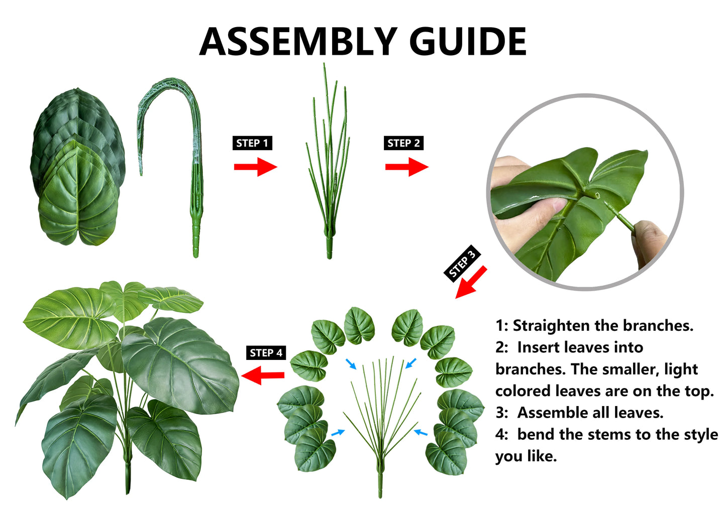 65/100cm Monstera Plant Plastic Leaf faux plant branch realistic leaves Ornamental indoor Artificial Plant for Home Office Decor
