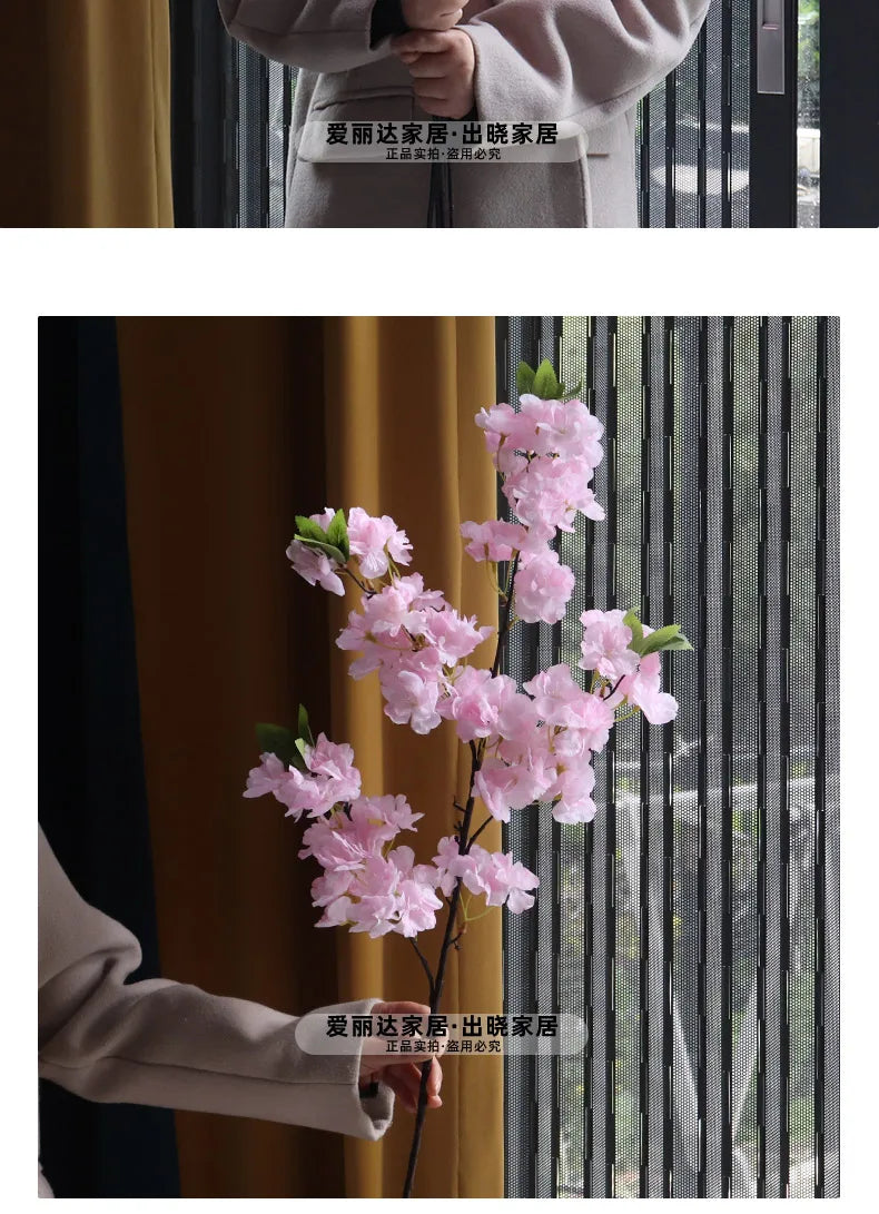 Simulated Flower Cherry Blossom Branch Wedding Living Room Floor Decoration Flower Soft Decoration Flower