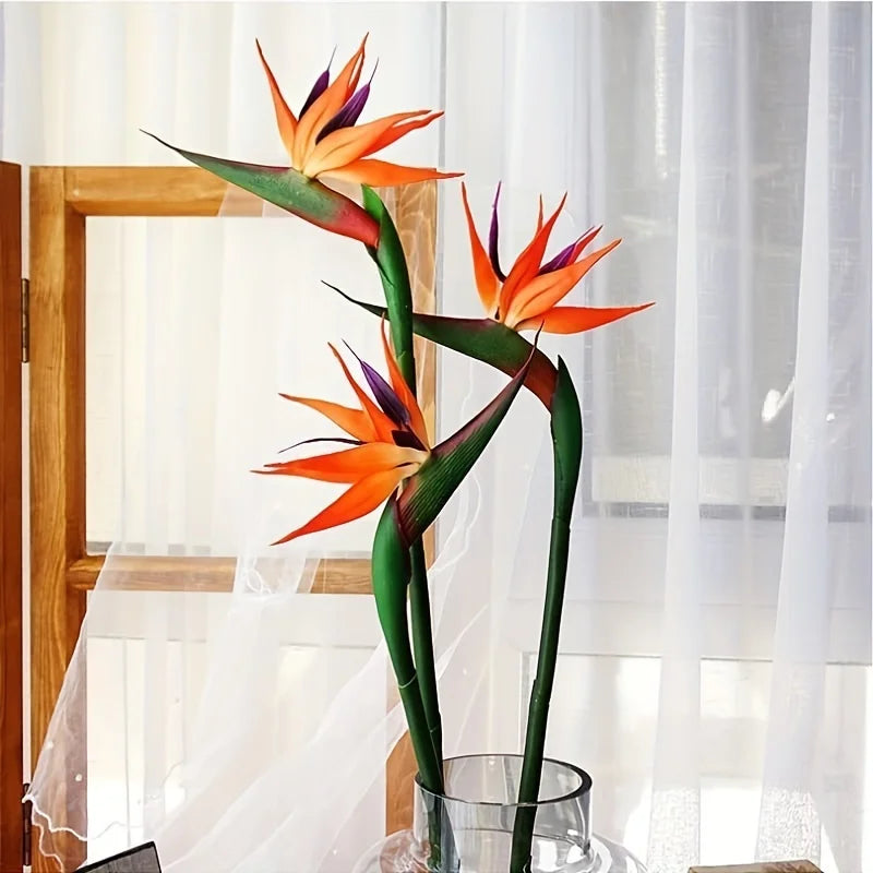 3Pcs Artificial Heaven Bird Flowers,Fake Bird of Paradise Strelitzia,Faux Silk Plants for Home Office Wedding Table  Decor