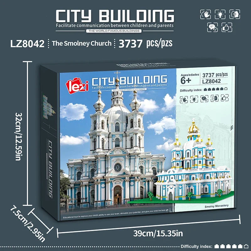 3737PCS Smolny Church Model Building Blocks World Famous Attractions Architectural Street View Bricks Kids DIY Toys Holiday Gift