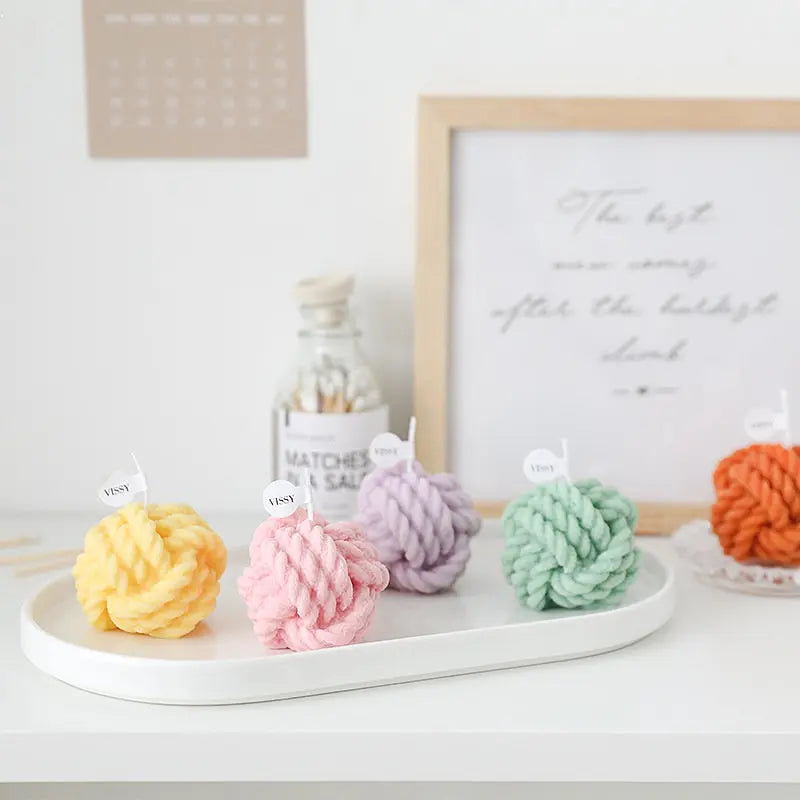 Handmade Cute Thread Ball Candle Scented Candle Aromatherapy Soy Wax Candle Birthday Candles Party Home Decoration Photo Props