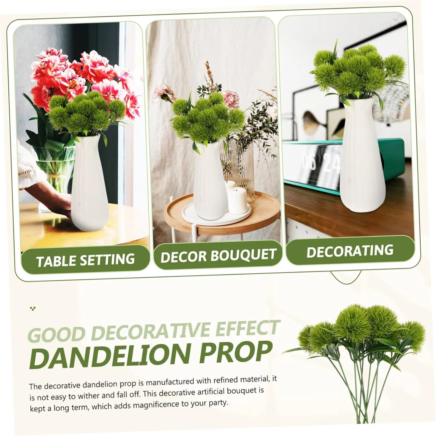 10Pcs Dandelion Artificial Flowers Fake Dandelions Bouquet Boho Home Vase Room Garden Decoration Simulation Plants Wedding Decor