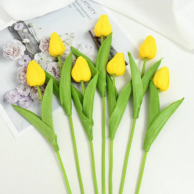 35 cm Tulip Flower Artificial Tulip Bouquet 10/5Pcs PE foam Fake Flower for wedding Ceremony Decor Home Garden Bouquet Decor