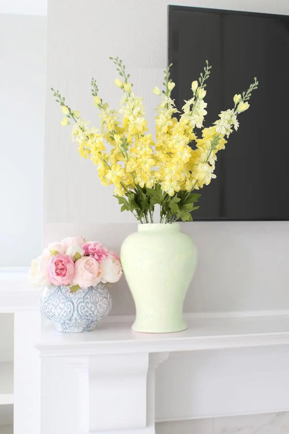 YeeNanee 6pcs Blue Delphinium Artificial Flowers Long Stem Larkspur for Wedding Centerpieces Floral Arrangements Home Vase Decor