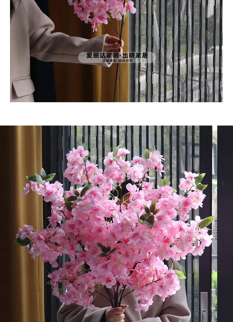 Simulated Flower Cherry Blossom Branch Wedding Living Room Floor Decoration Flower Soft Decoration Flower